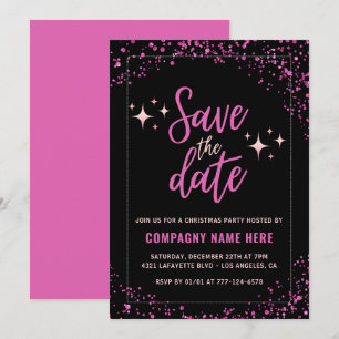 Pink Company Christmas Party Save the date Glam Invitation