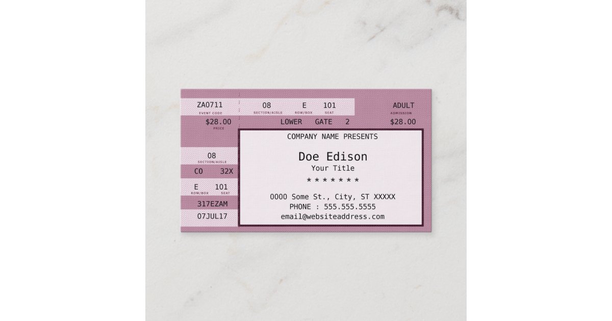 pink concert ticket Zazzle