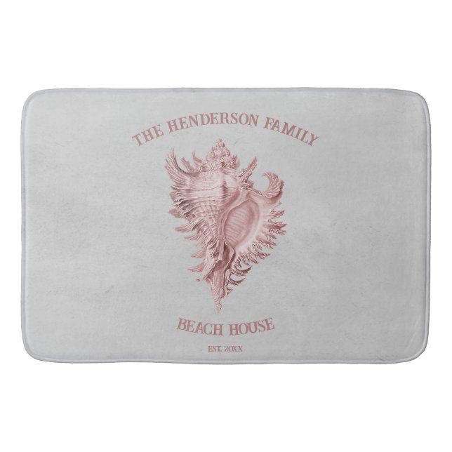 Pink Conch Shell Bath Mat (Front)