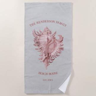 Pink Conch Shell Beach Towel