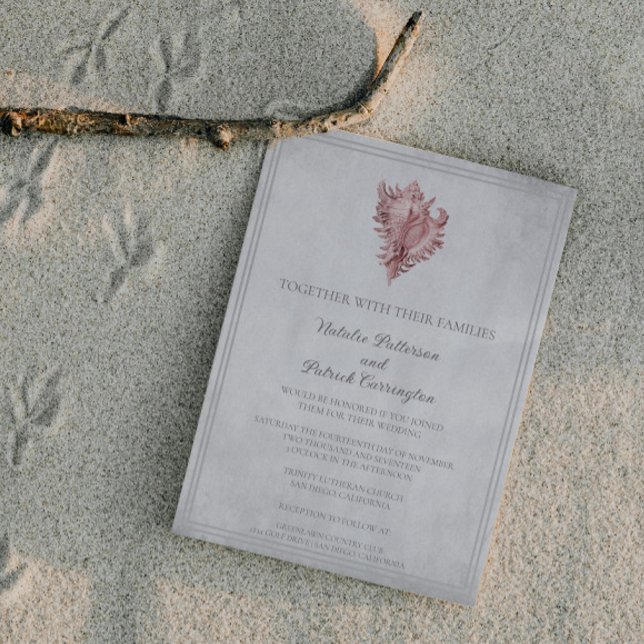 Pink Conch Shell Wedding Invitation (Pink Conch Shell Wedding Invitation)