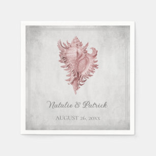 Pink Conch Shell Wedding Paper Napkins