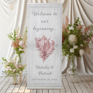Pink Conch Shell Wedding Retractable Banner