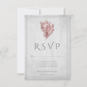 Pink Conch Shell Wedding RSVP Card