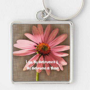 Pink Cone Flower -I am My Beloved's and My Beloved Key Ring