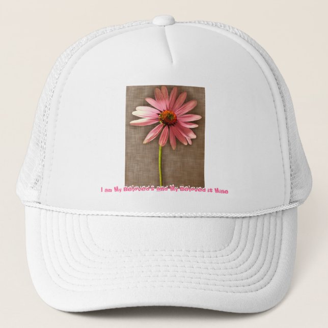 Pink Cone Flower -I am My Beloved's and My Beloved Trucker Hat (Front)