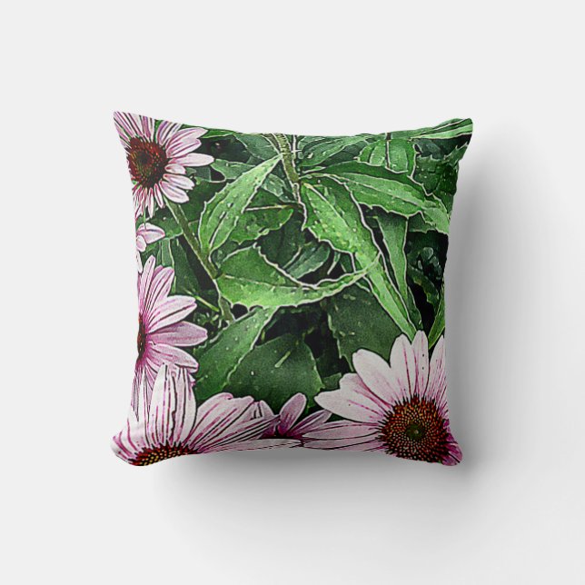 Pink Cone Flower Pillow (Front)