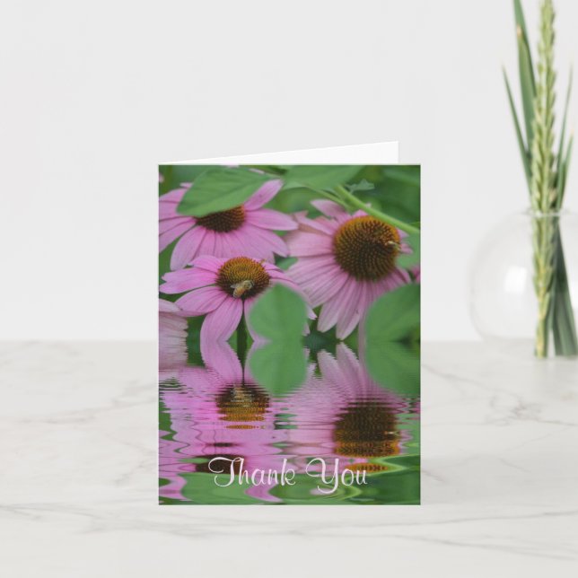 Pink Cone Flower Thank You Card (Front)