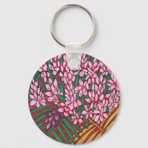 Pink Cone Ginger Alpinia Tropical Flowers Floral Key Ring