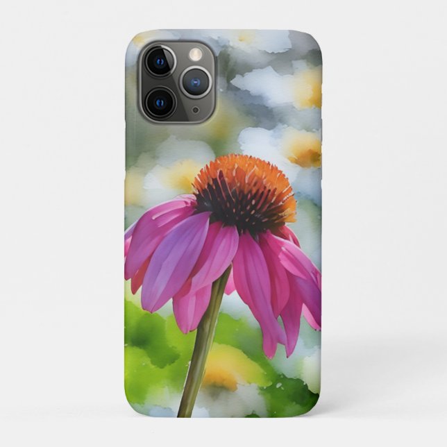 Pink Coneflower Wildflower Art Phone Case (Back)