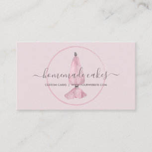 Pink Confectionery Pastry Bag Logo Chef Bakery Business Card