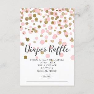 Pink Confetti Baby Shower Diaper Raffle Ticket Enclosure Card