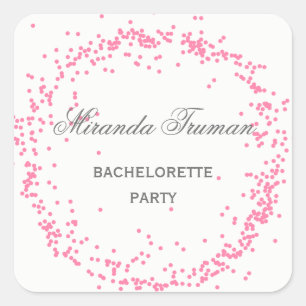 Pink Confetti Bachelorette Party - Square Sticker