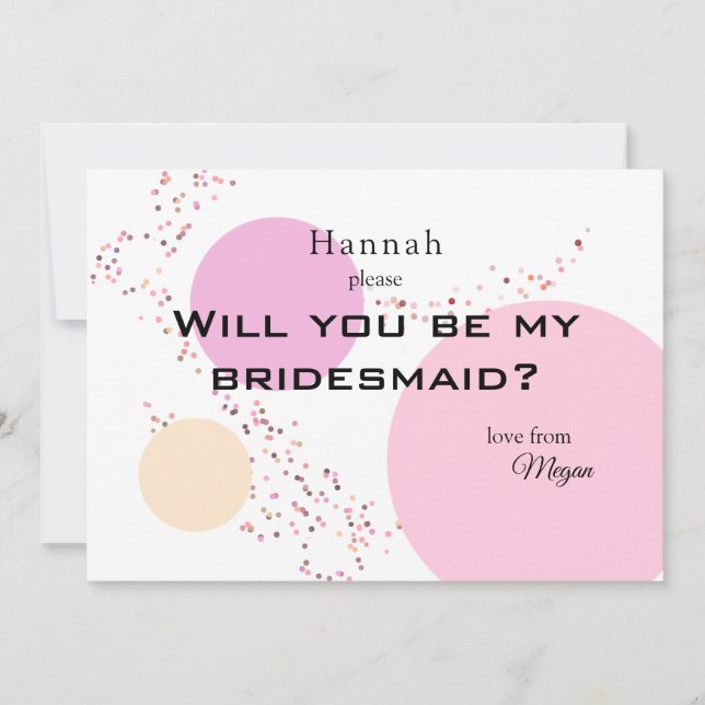 Pink Confetti Circles Bridesmaid Invitation (Front)