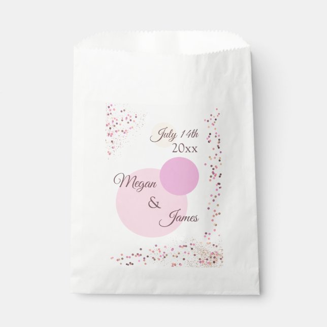 Pink Confetti Circles Favour Bags (Front)