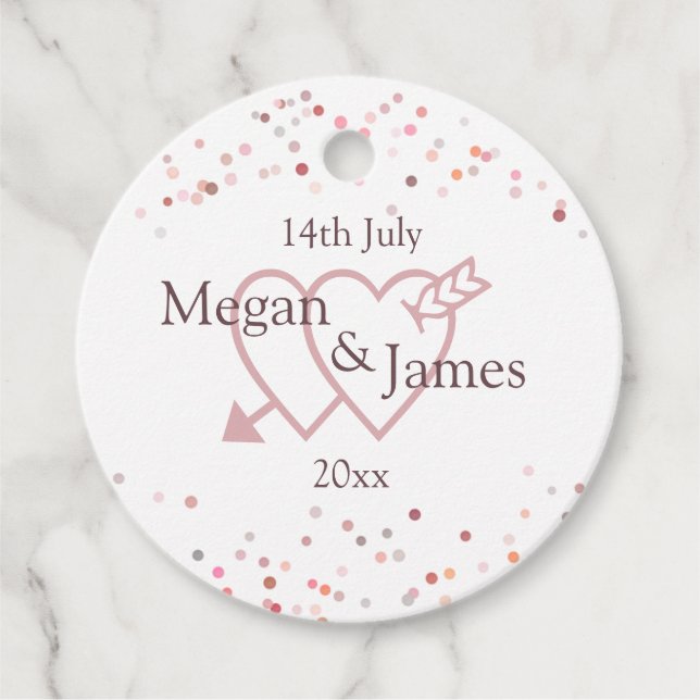Pink Confetti Circles Favour Tags (Front)