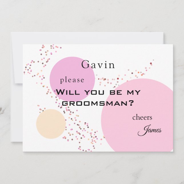 Pink Confetti Circles Groomsman Invitation (Front)