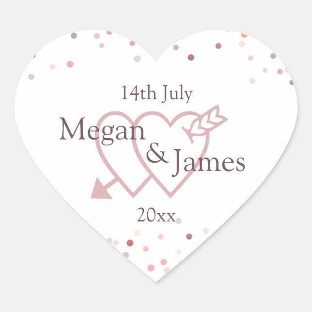 Pink Confetti Circles Heart Sticker (Front)