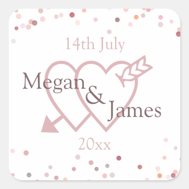 Pink Confetti Circles Square Sticker (Front)