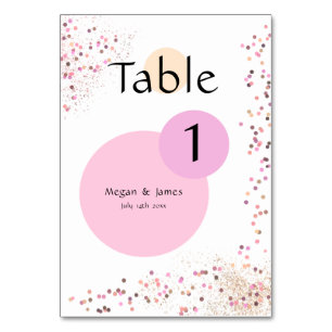 Pink Confetti Circles Table Number