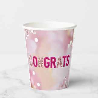 Pink Confetti "Congrats" 8oz Cups