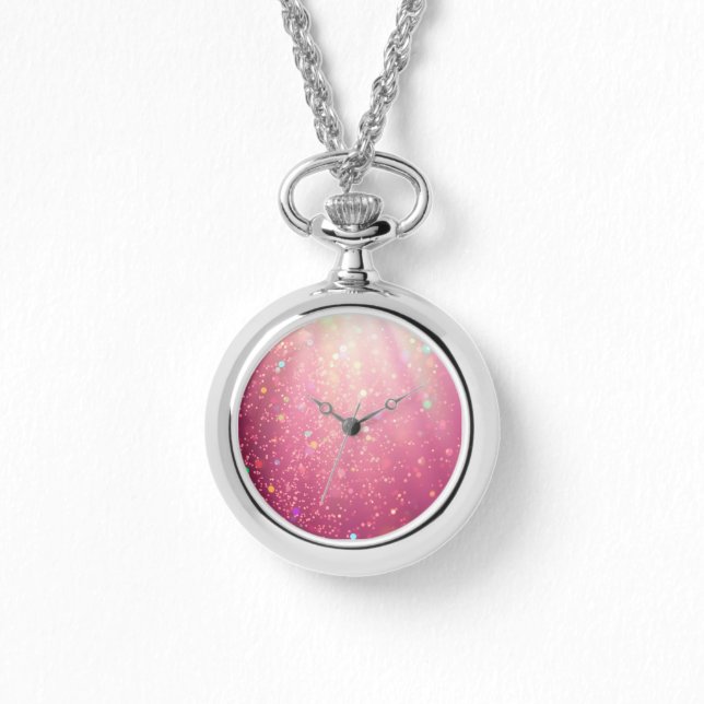 Pink Confetti Ethereal Necklace Watch (Front)