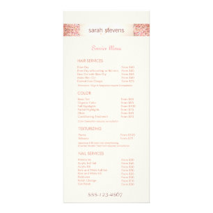 Pink Confetti Glitter Salon Price List Menu