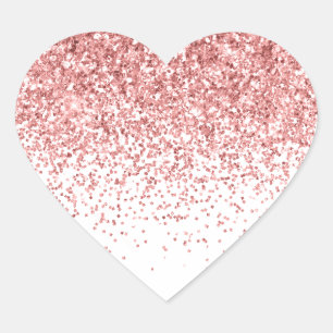 Pink Confetti Glitzy Glam Sparkle Glitter Heart Sticker