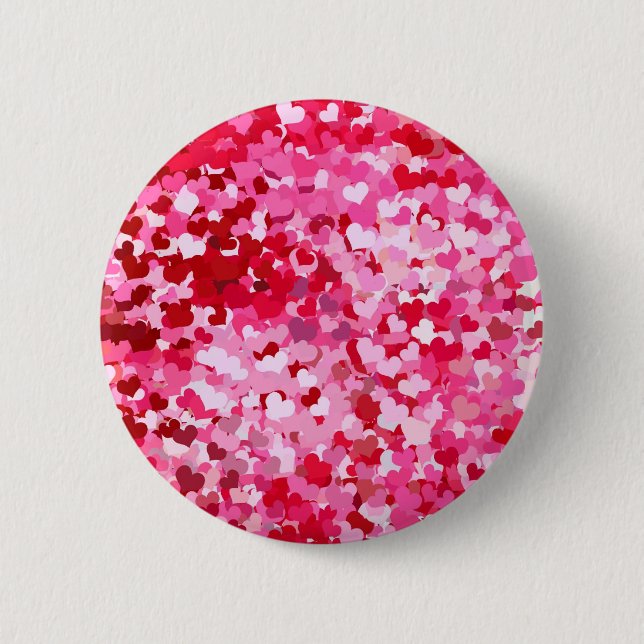Pink Confetti Hearts 6 Cm Round Badge (Front)