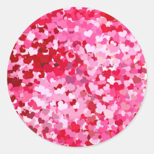 Pink Confetti Hearts Classic Round Sticker