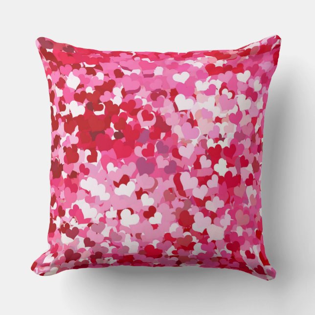 Pink Confetti Hearts Cushion (Front)