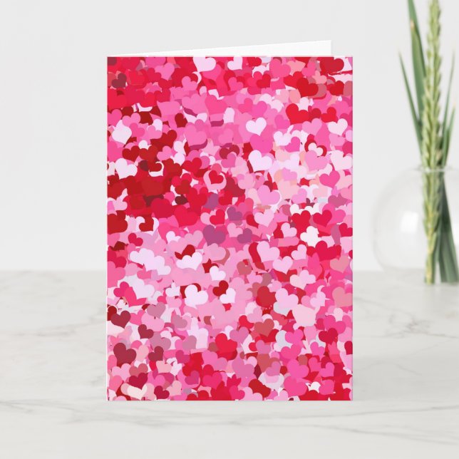 Pink Confetti Hearts Holiday Card (Front)