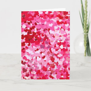 Pink Confetti Hearts Holiday Card
