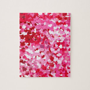 Pink Confetti Hearts Jigsaw Puzzle