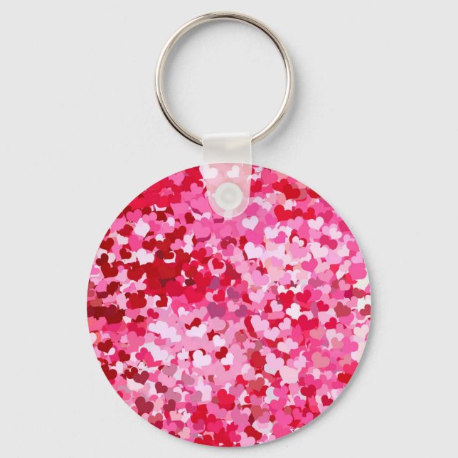Pink Confetti Hearts Key Ring (Front)