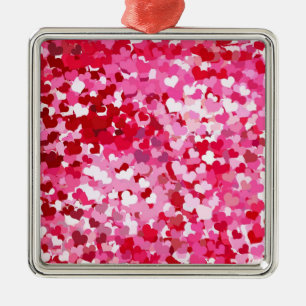Pink Confetti Hearts Metal Tree Decoration