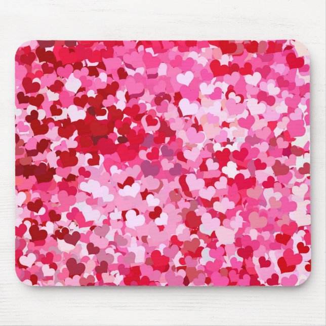 Pink Confetti Hearts Mouse Mat (Front)