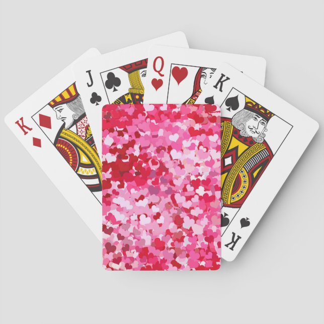 Pink Confetti Hearts Playing Cards (Back)