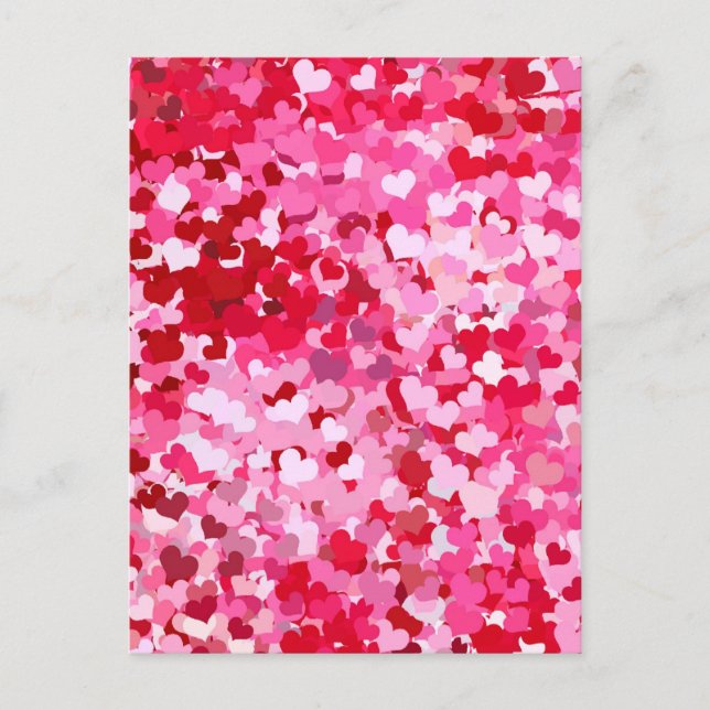 Pink Confetti Hearts Postcard (Front)