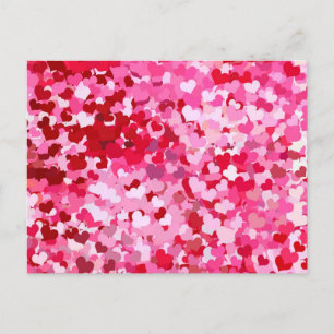 Pink Confetti Hearts Postcard