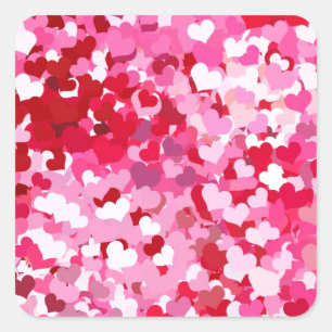Pink Confetti Hearts Square Sticker