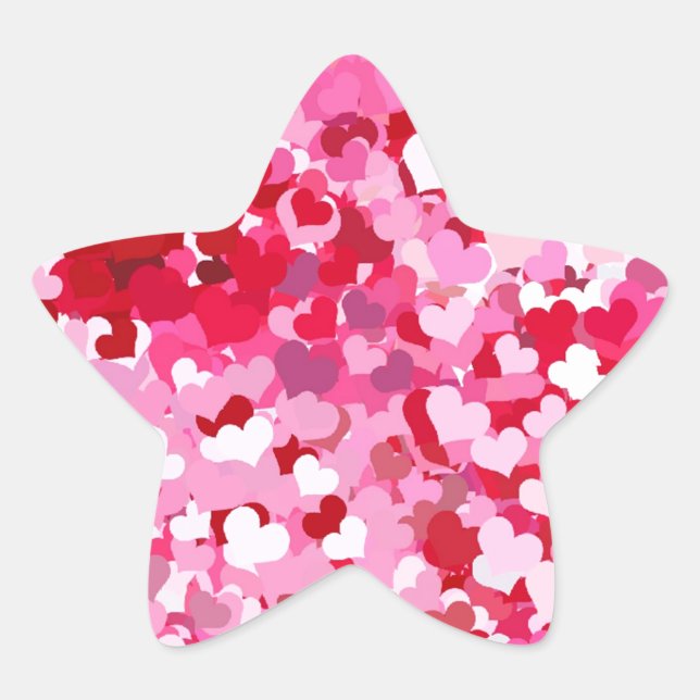 Pink Confetti Hearts Star Sticker (Front)