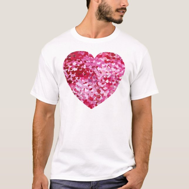 Pink Confetti Hearts T-Shirt (Front)
