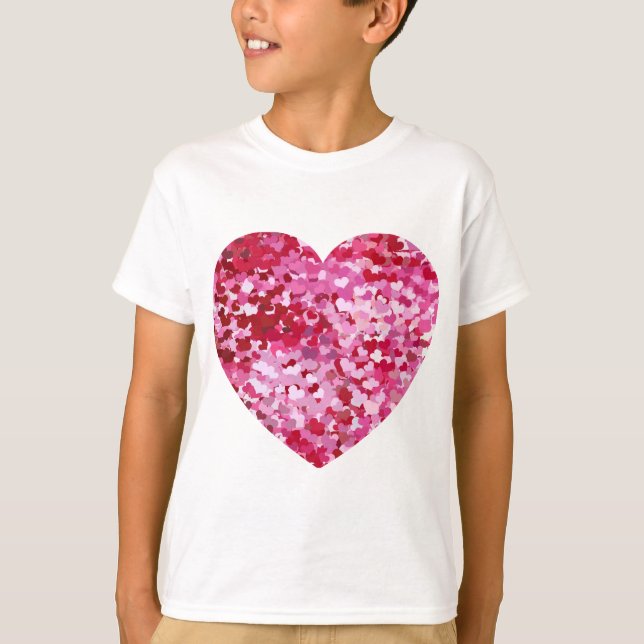 Pink Confetti Hearts T-Shirt (Front)