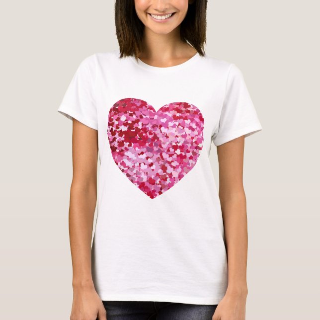 Pink Confetti Hearts T-Shirt (Front)