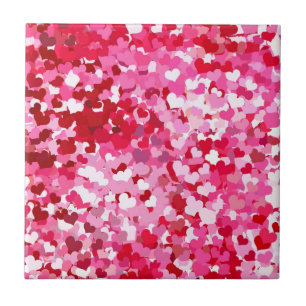 Pink Confetti Hearts Tile