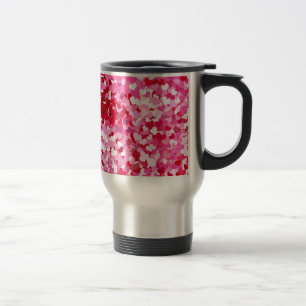 Pink Confetti Hearts Travel Mug