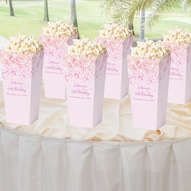Pink confetti name girl birthday favour box (Creator Uploaded)
