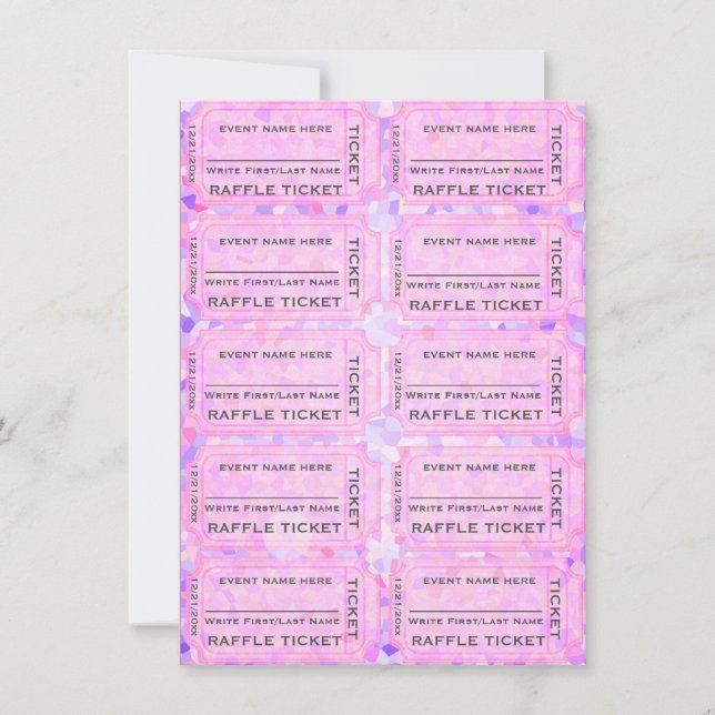 Pink Confetti Raffle Tickets for Invitations (Front)