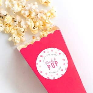 Pink Confetti Ready to Pop Baby Shower Classic Round Sticker